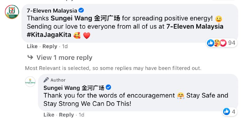 a shopping mall in kl took to social media to cheer on other malls!