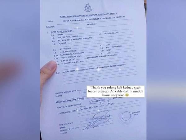 dakwaan borang rentas negeri palsu, ini respon polis shah alam