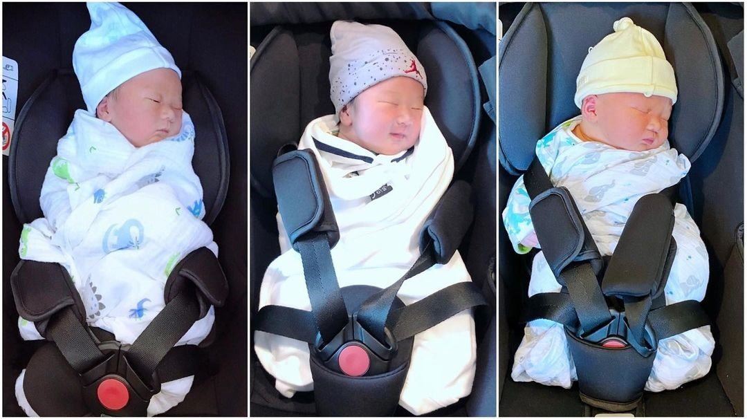 胡杏儿首次公开第三胎照片❗️兄弟三人如copy paste👶