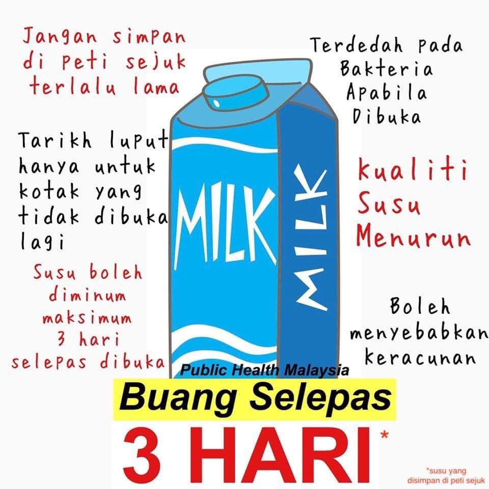 susu kotak dah buka hanya tahan 3 hari bila simpan sejuk