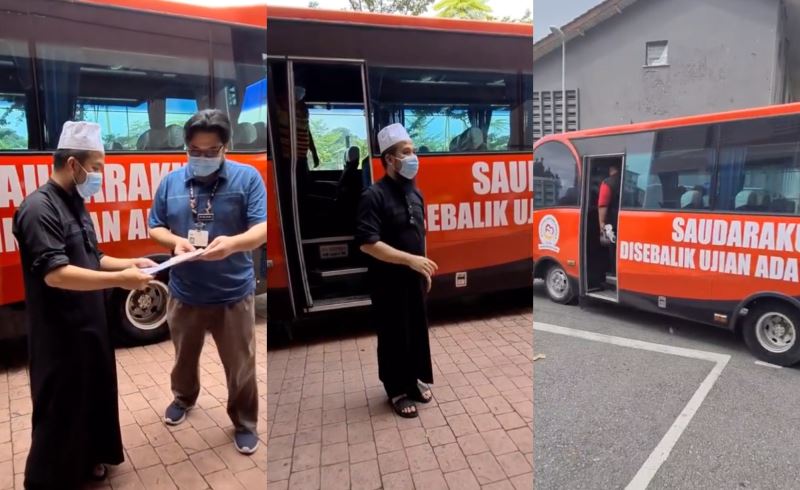 ustaz ebit donates bus to klang hospital for covid-19 patients