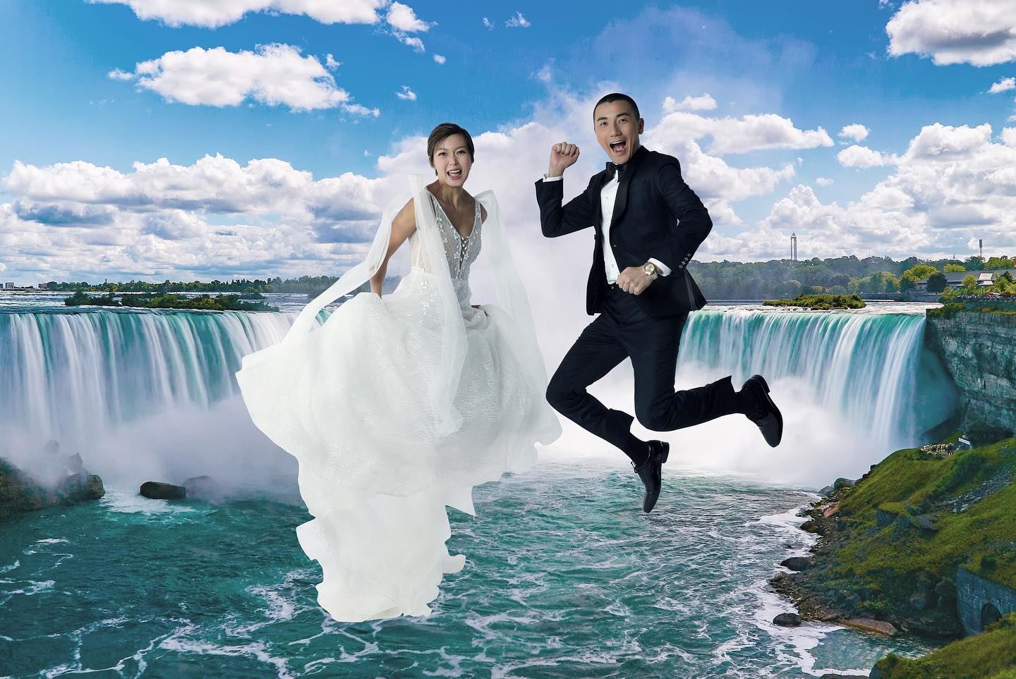 【多图】梁诺妍晒与洪永城的「外国婚照」庆祝结婚1个月❗️好盞鬼呢😍