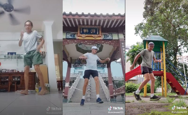 uncle in penang goes viral for his shuffling videos, gains over 10,000 followers on tiktok!