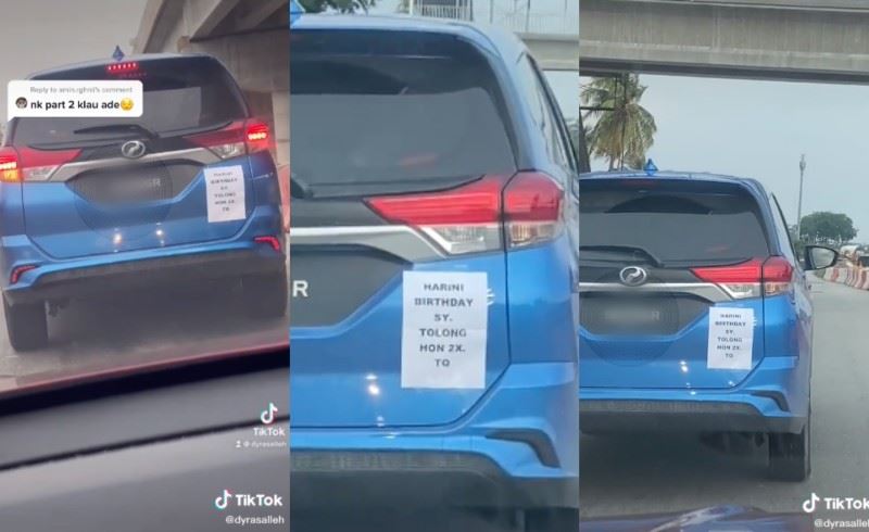 not realising a note was stuck to her car, driver was honked by strangers on her birthday