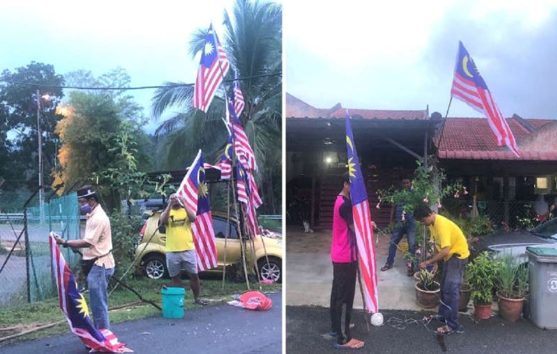 residents in negeri sembilan decorate their neighbourhood with 300 jalur gemilang for merdeka