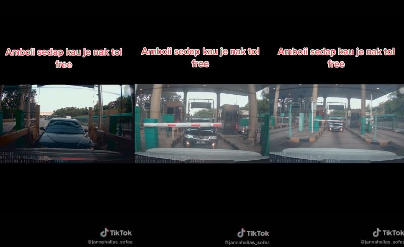 video of driver tailgating attempting to avoid paying toll goes viral