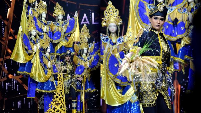 miss grand malaysia 2021 showcases ulek mayang as her national costume!