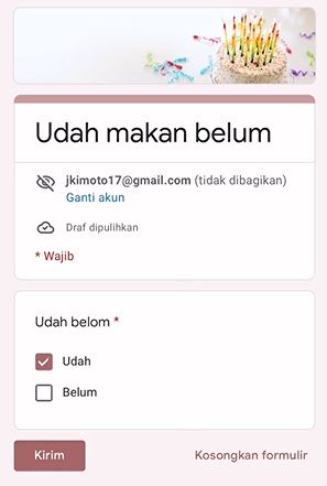 ibu zaman moden, tanya anak dah makan ke belum guna google form