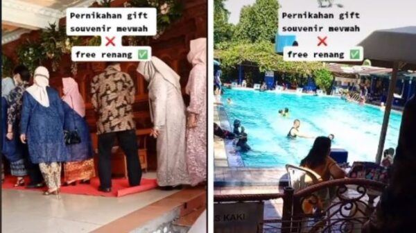 wedding in indonesia give out “free swimming session” as door gifts