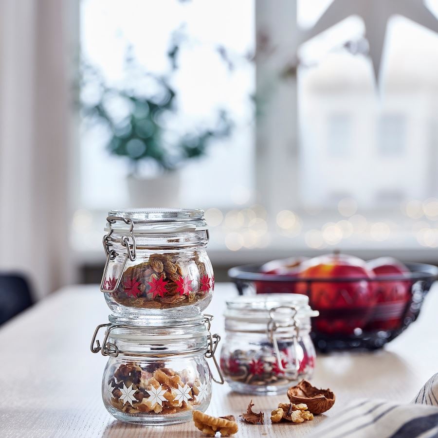 IKEA Christmas home decoration glass jar