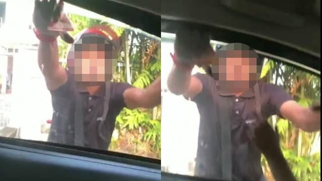 lelaki naik angin bertindak pecahkan cermin kereta isteri, beri alasan mahu kirim anak duit ditahan polis