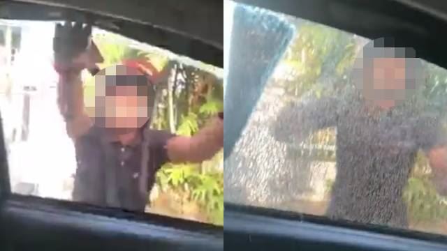 lelaki naik angin bertindak pecahkan cermin kereta isteri, beri alasan mahu kirim anak duit ditahan polis