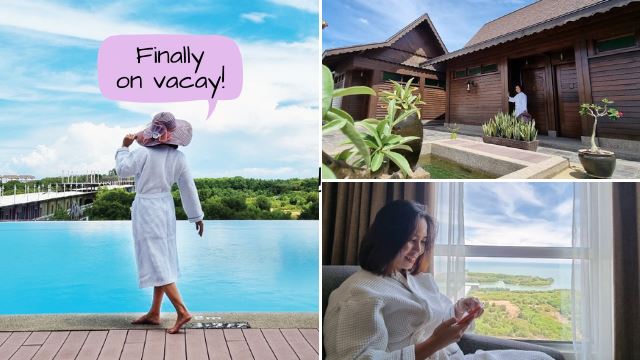 Malaysian woman on holiday at Holiday Inn Melaka pool and spa