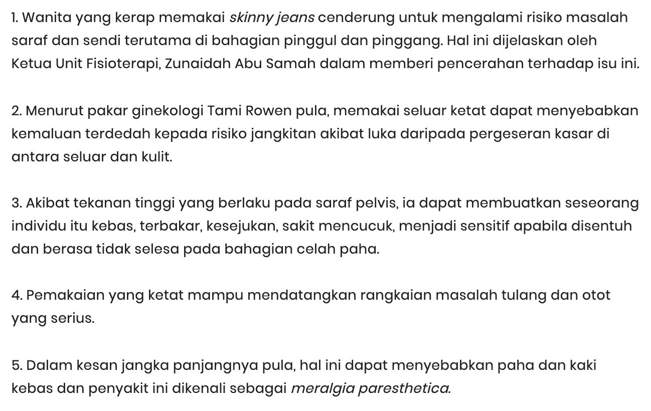boleh rosak saraf kalau suka pakai skinny atau seluar ketat!