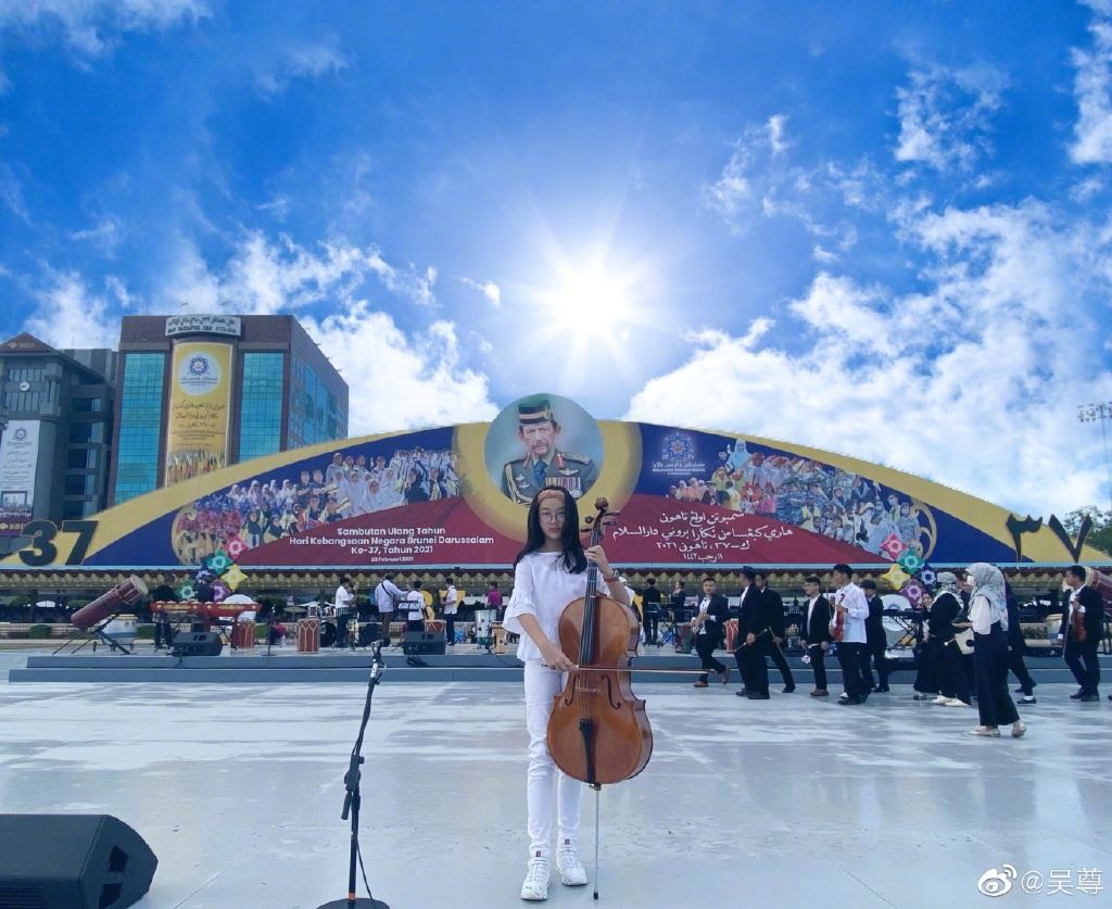🌟10岁neinei在汶莱国王面前拉琴!吴尊大赞:你比爸爸牛