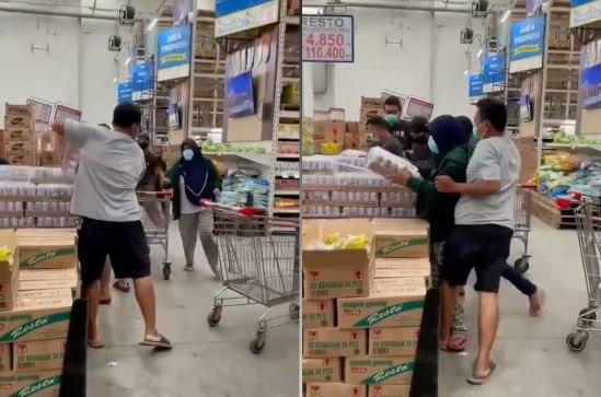 kecoh! percaya khabar angin susu lembu boleh jadi penawar covid-19, orang ramai berpusu-pusu di pasar raya