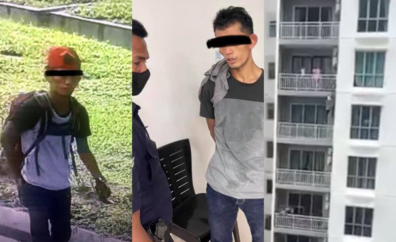thief in johor bahru caught climbing condominium balconies like spider-man
