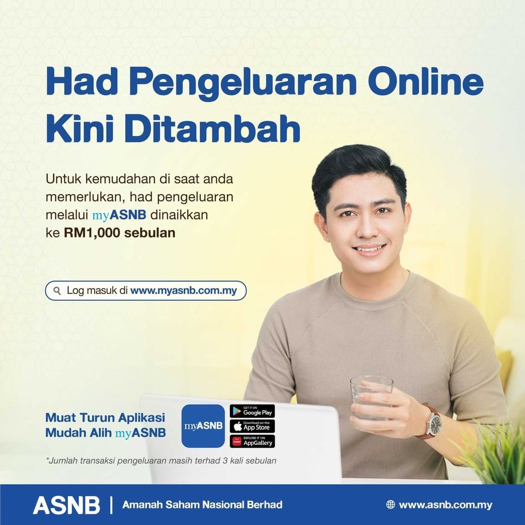 had pengeluaran bulanan asb secara online dinaikkan kepada rm1,000 sebulan