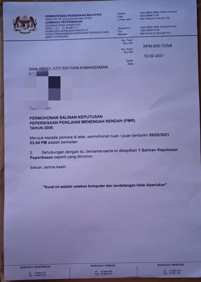 sijil spm dah hilang? ini cara cetak semula keputusan exam lepas