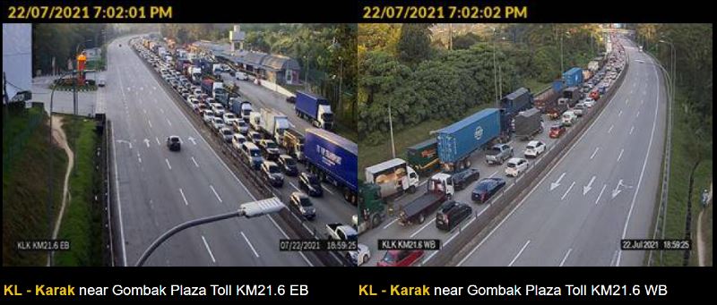 there was a 6-hour traffic congestion at gombak toll yesterday