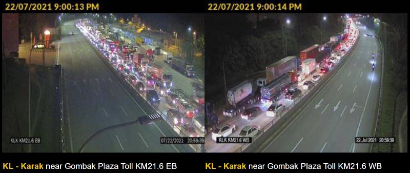 there was a 6-hour traffic congestion at gombak toll yesterday