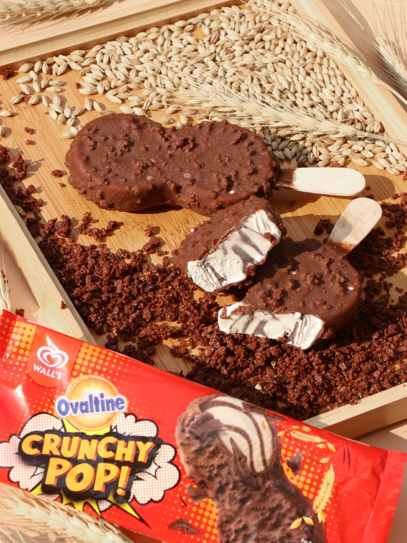 the new wall’s ovaltine crunchy pop ice cream shakes up the ordinary with a #crunchykawkaw surprise