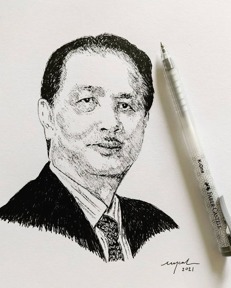 penang artist makes portrait of dg hisham using 4,000 pieces of green beans