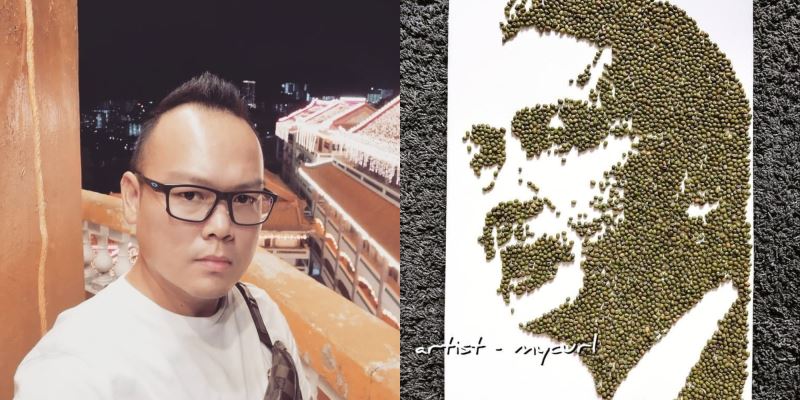 penang artist makes portrait of dg hisham using 4,000 pieces of green beans