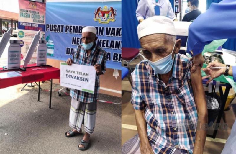 105-year-old kelantanese man is the oldest man to get vaccinated!