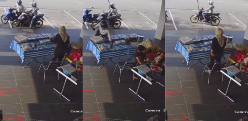 motorcyclists robbing food vendor in shah alam caught on cctv