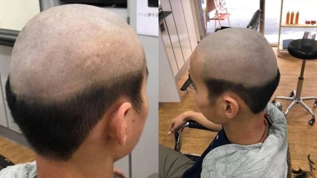 [video] akibat degil sering keluar rumah, anak lelaki didenda ibu potong rambut gaya separa botak