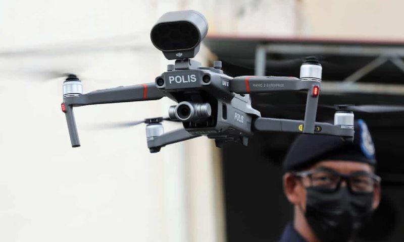 police in terengganu are using drones to scan body temperatures