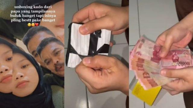 gadis terima hadiah dari bapa, disangka bungkusan kertas biasa, rupanya wang