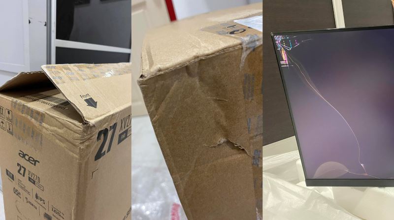 man upset at courier company after his monitor got damaged during delivery