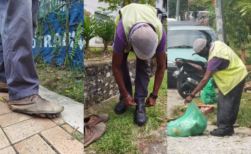 not wanting anything for his birthday, man gifts a pair of shoes to street sweeper instead
