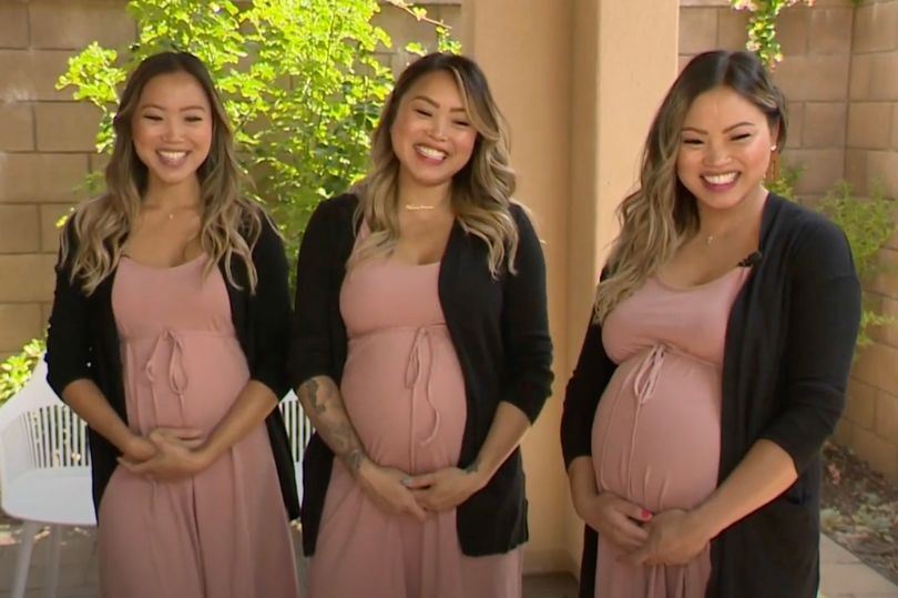 muka ‘copy paste’ betul, tiga kembar seiras bakal melahirkan cahaya mata selang beberapa minggu