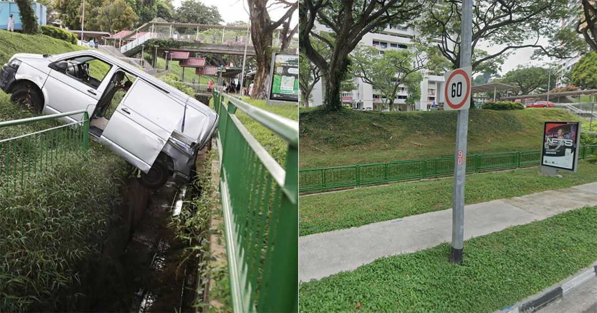 girl drives into a drain after putting gear on “reverse” instead of “drive”