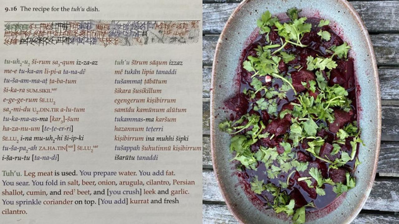 lelaki masak resipi kuno dari zaman mesopotamia, berusia kira-kira 4,000 tahun!