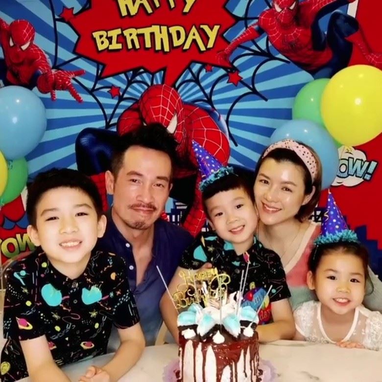 🎂陈豪和陈茵媺为儿子庆祝6岁生日！蜘蛛侠做布景板好有心❤️