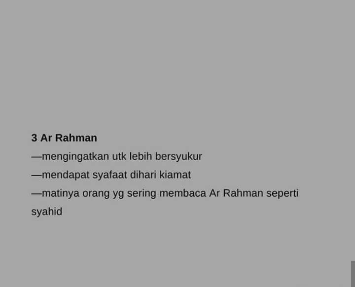 surah ar-rahman mengingatkan untuk lebih bersyukur, ada banyak kebaikan membaca surah-surah ini