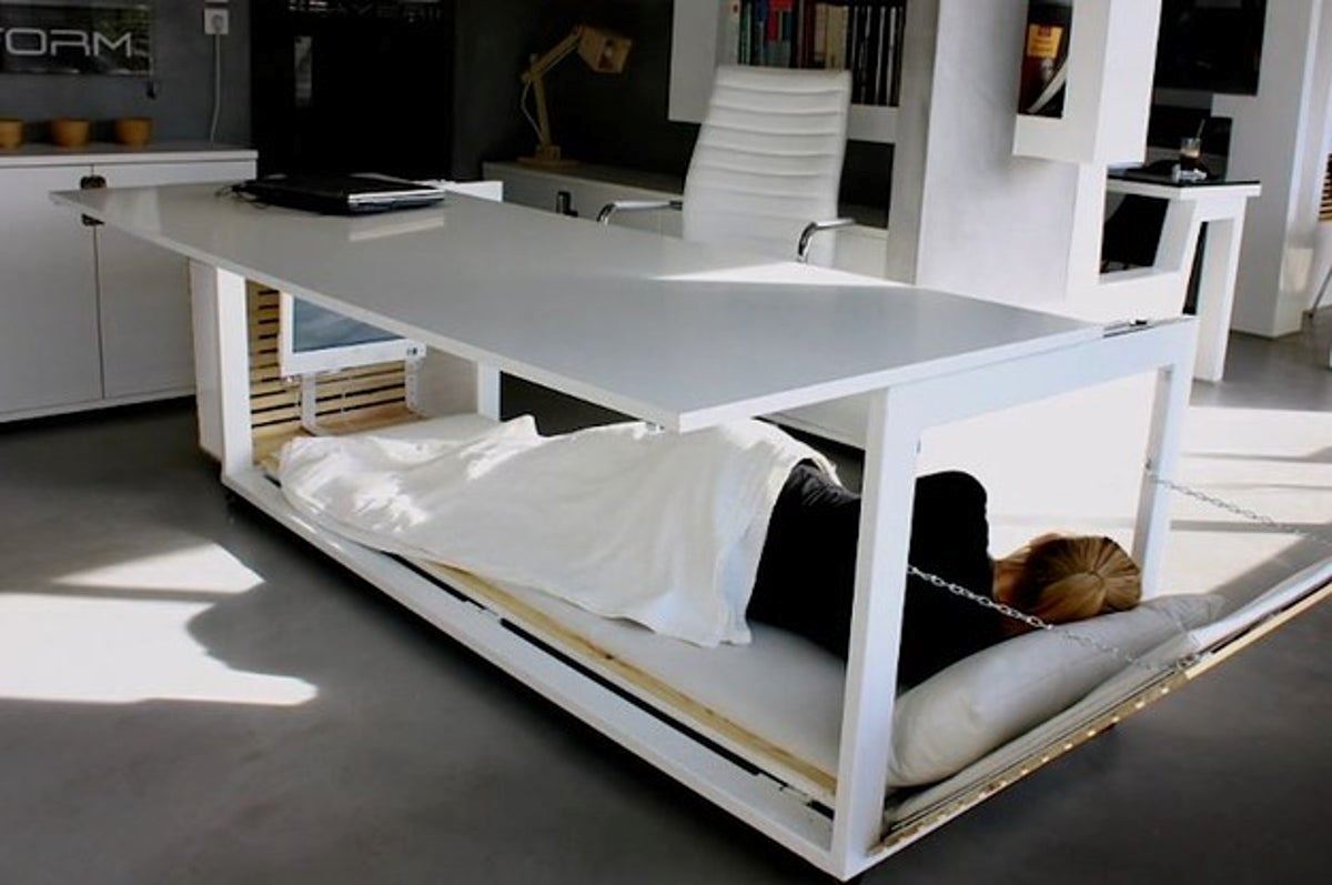 this ‘nap desk’ is the perfect office escape for when it gets too stressful