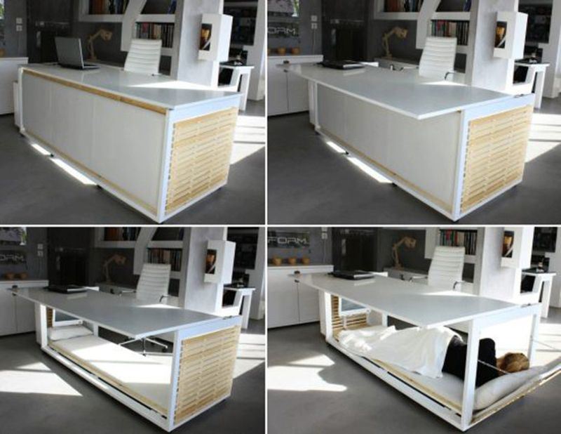 this ‘nap desk’ is the perfect office escape for when it gets too stressful