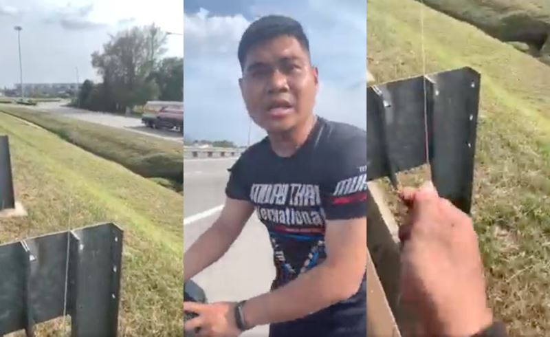 motorcyclist injured after his neck got caught on a kite string that fell on a highway