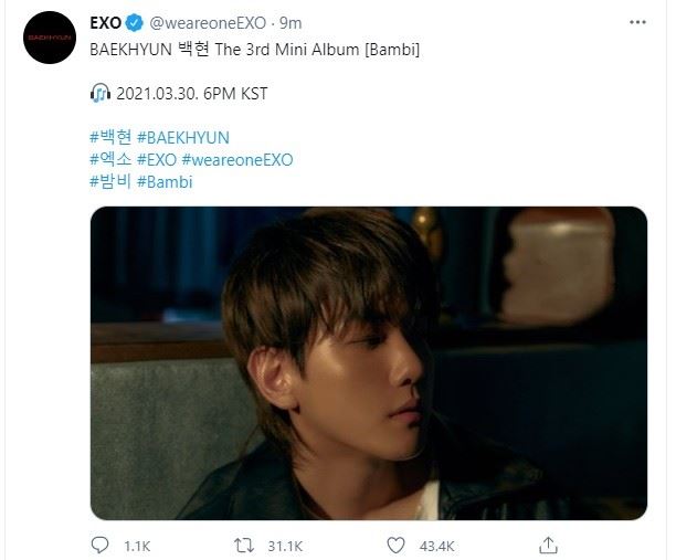 ⚠️exo伯贤宣布4月入伍❗️无法为新歌宣传：不知怎开口