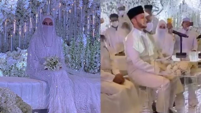 disatukan dalam majlis serba putih, neelofa dan pu riz selamat bernikah!