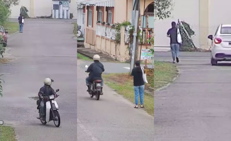 kelantan police are looking for a man caught on cctv harassing a young girl