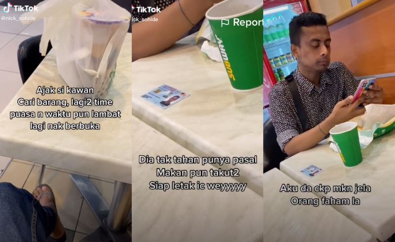 man places ic on table while eating in case anyone accuses him of not fasting