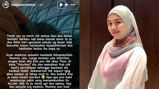ibu bapa sah positif covid-19, tasha manshahar pohon doa peminat