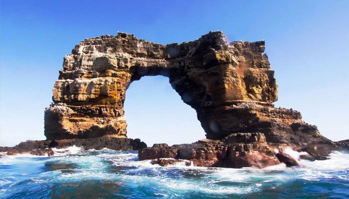 world famous galapagos rock formation, darwin’s arch collapses from erosion 