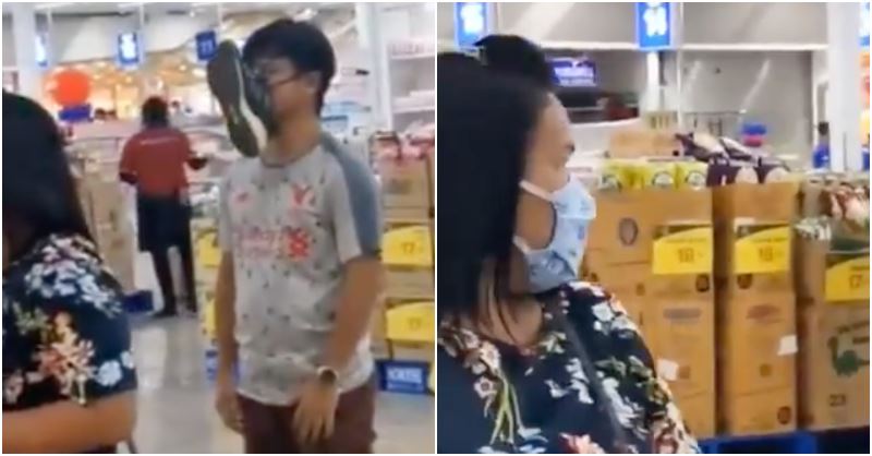 taiwanese man forgets his face mask and ties shoe on his face instead 